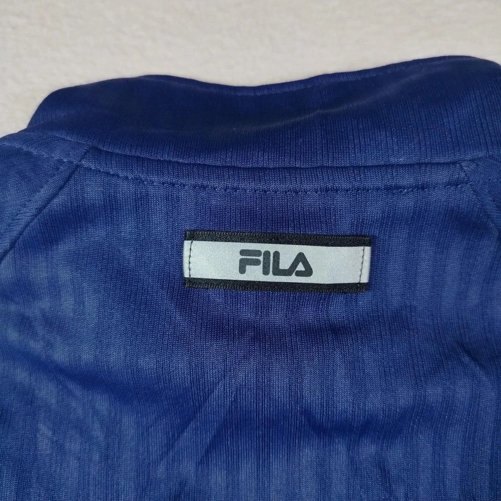 FILA Pullover Youth Small Blue 1/4 Zip Tonobaba Junior High School Japanese
